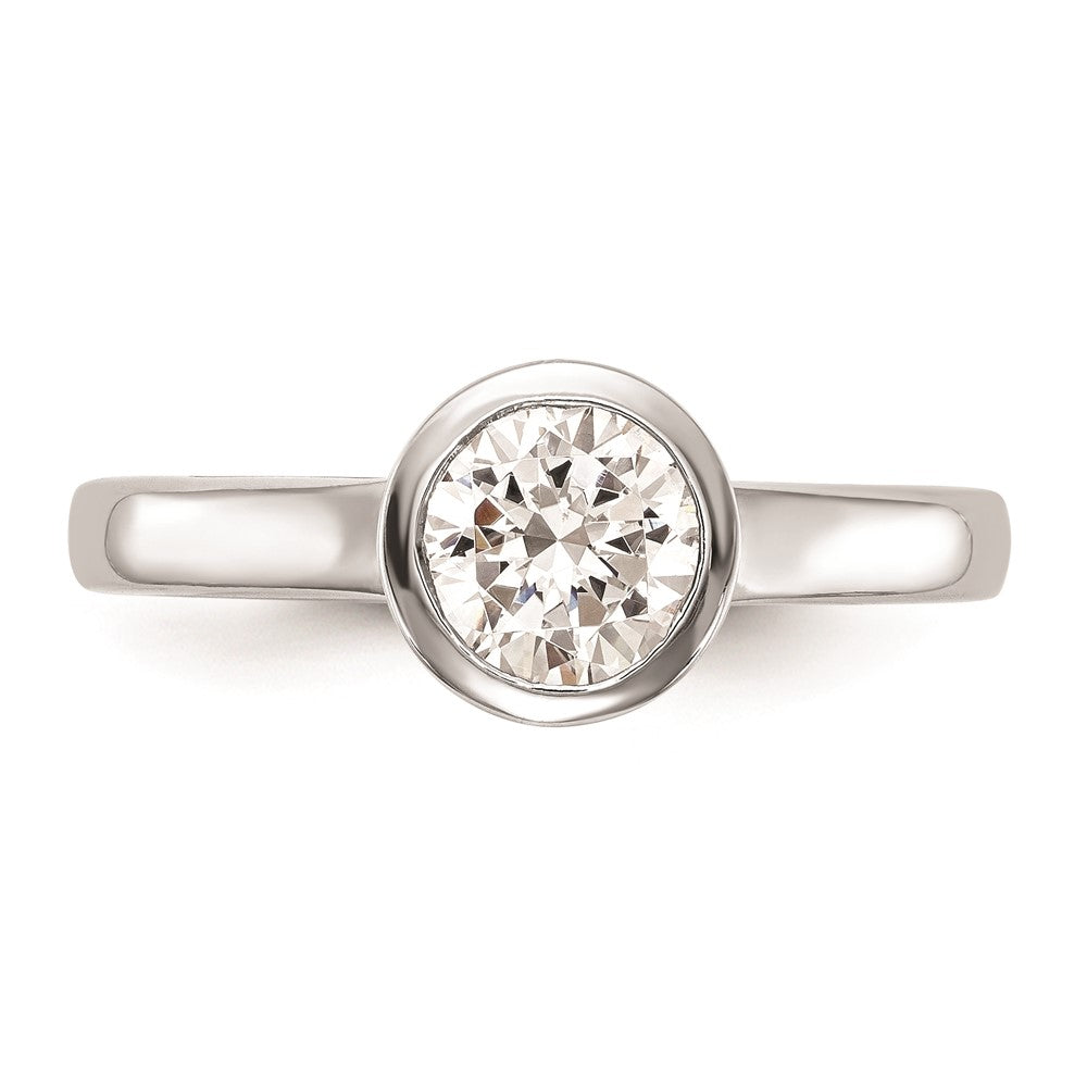 14k White Gold 1 carat (6.50 mm) Bezel Round Solitaire Engagement Ring Mounting