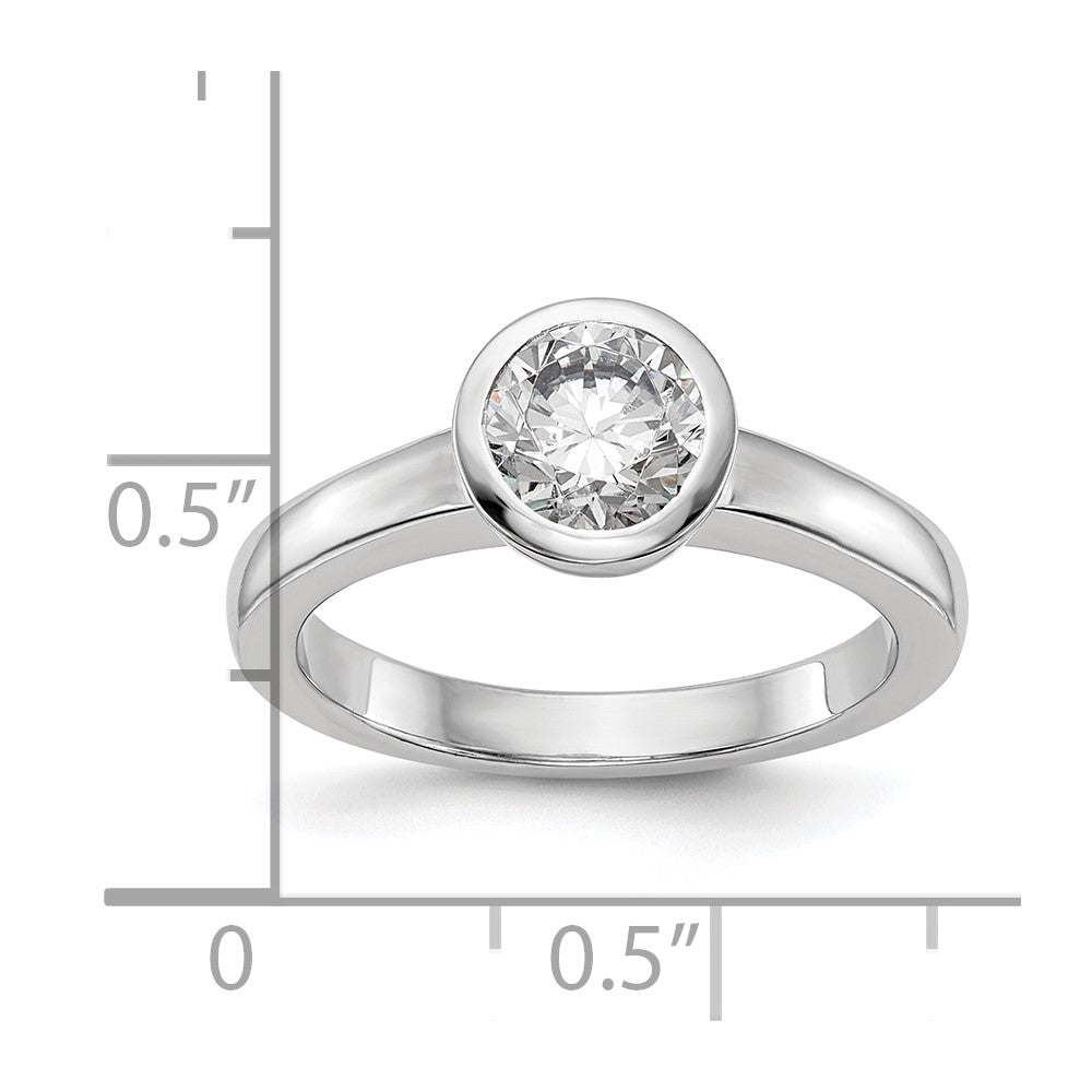 14k White Gold 1 carat (6.50 mm) Bezel Round Solitaire Engagement Ring Mounting