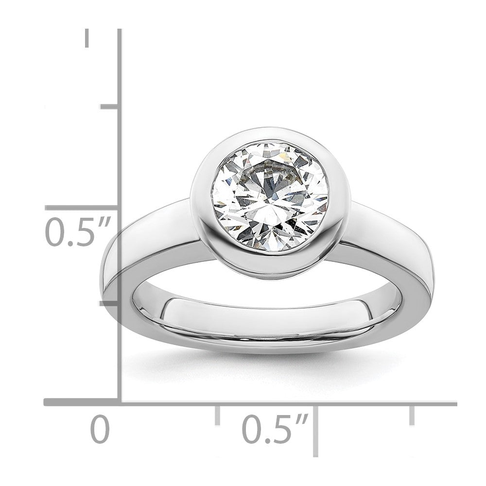 14k White Gold 2 carat (8.20 mm) Bezel Round Solitaire Engagement Ring Mounting