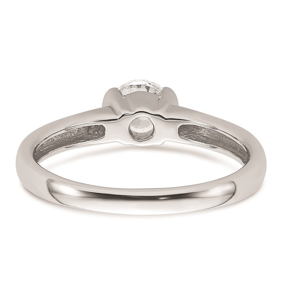 14k White Gold 1/2 carat (5.20 mm) Half-Bezel Round Solitaire Engagement Ring Mounting