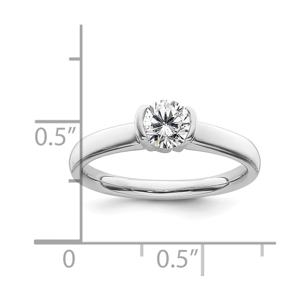 14k White Gold 1/2 carat (5.20 mm) Half-Bezel Round Solitaire Engagement Ring Mounting