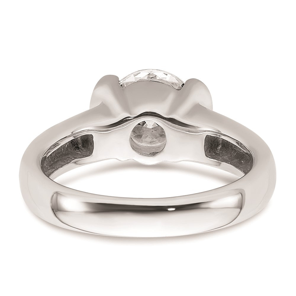 14k White Gold 2 carat (8.20 mm) Half-Bezel Round Solitaire Engagement Ring Mounting