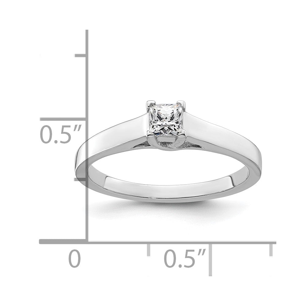 14k White Gold 1/4 carat (3.50mm) V-End Square Princess Solitaire Engagement Ring Mounting