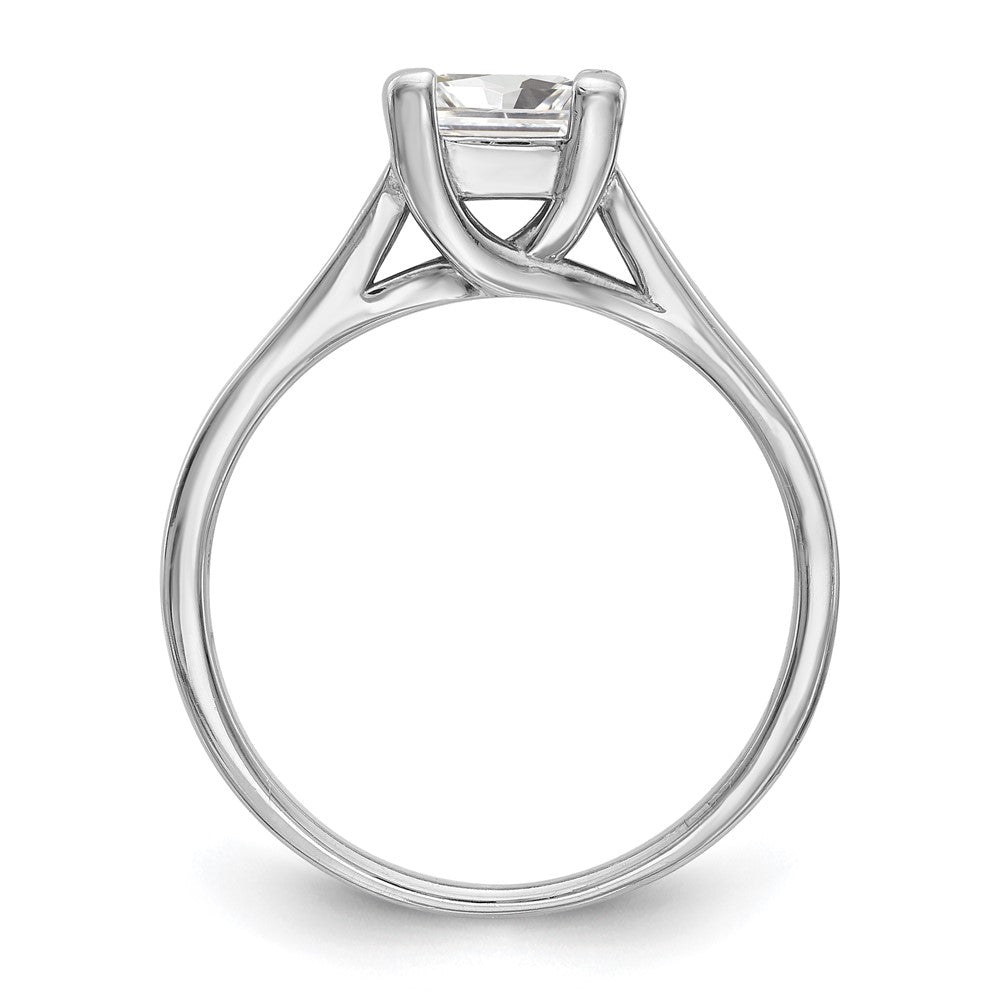 14k White Gold 1 carat (5.70mm) V-End Square Princess Solitaire Engagement Ring Mounting