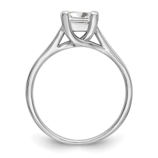 14k White Gold 1 carat (5.70mm) V-End Square Princess Solitaire Engagement Ring Mounting