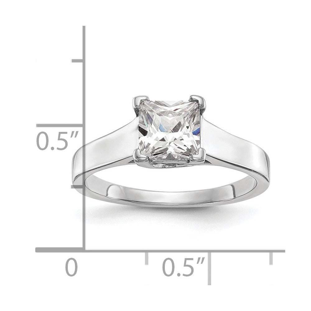 14k White Gold 1 carat (5.70mm) V-End Square Princess Solitaire Engagement Ring Mounting