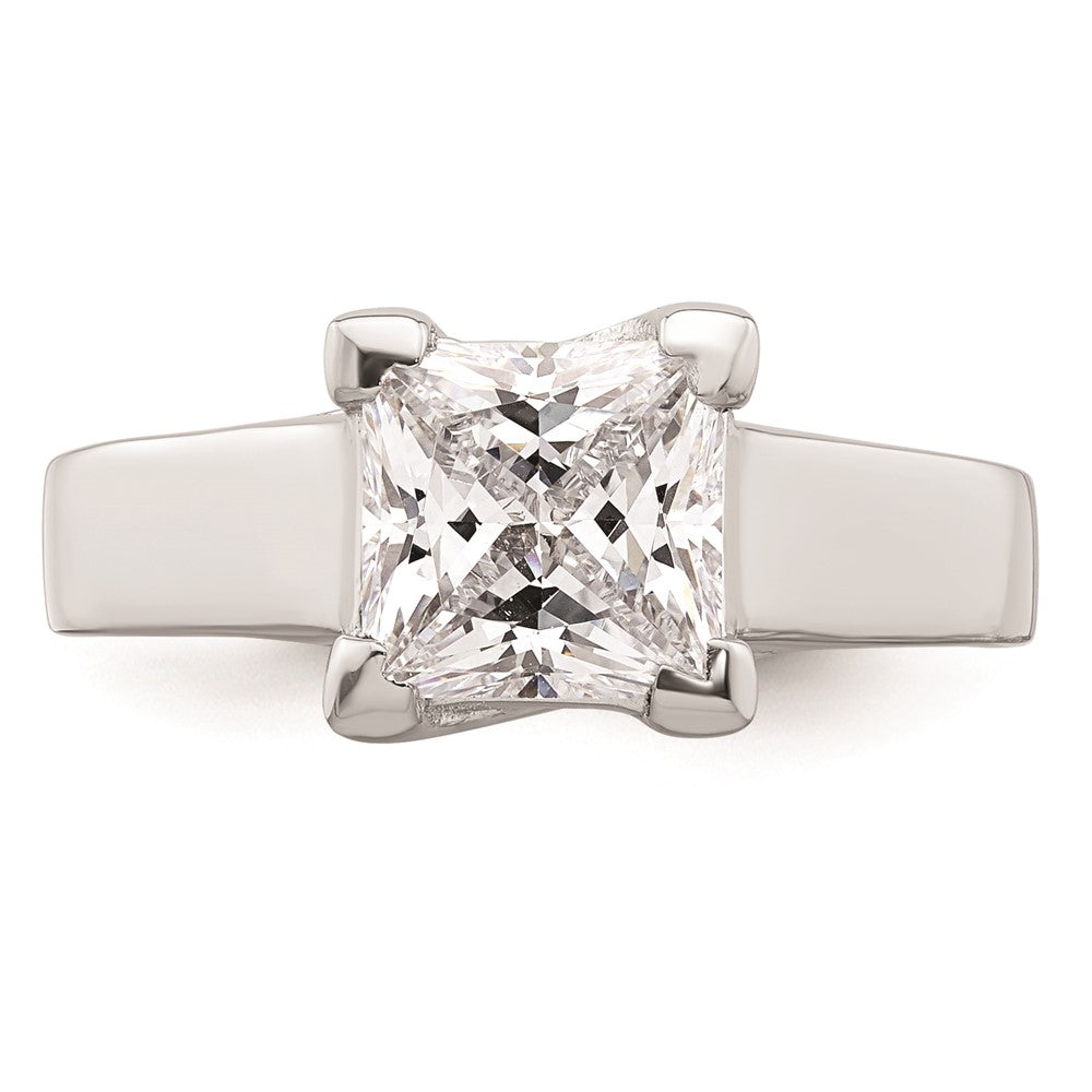 14k White Gold 2 carat (7.00mm) V-End Square Princess Solitaire Engagement Ring Mounting