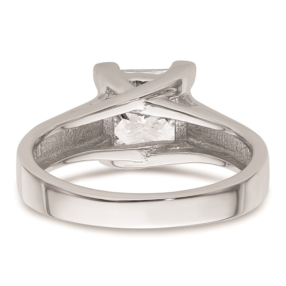 14k White Gold 2 carat (7.00mm) V-End Square Princess Solitaire Engagement Ring Mounting