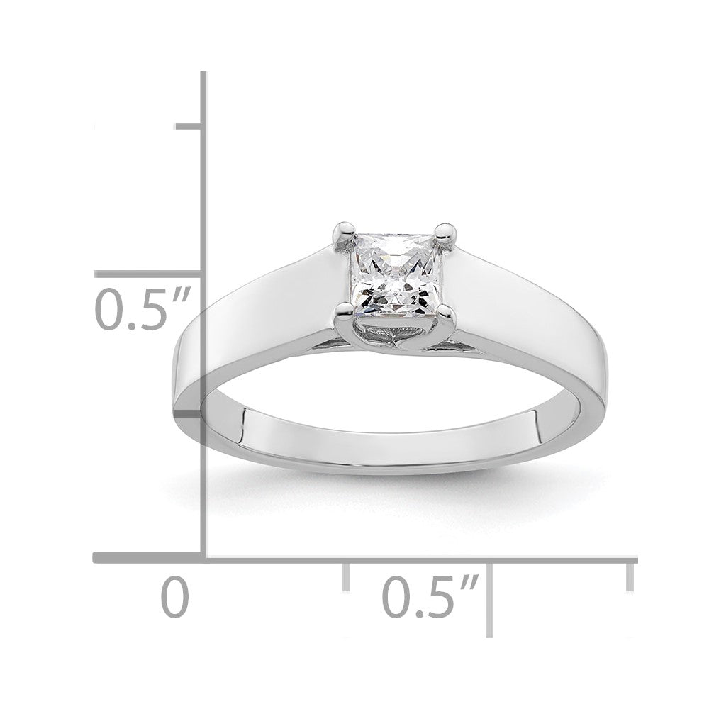 14k White Gold 1/3 carat (4.00mm) 4-Prong Square Princess Solitaire Engagement Ring Mounting