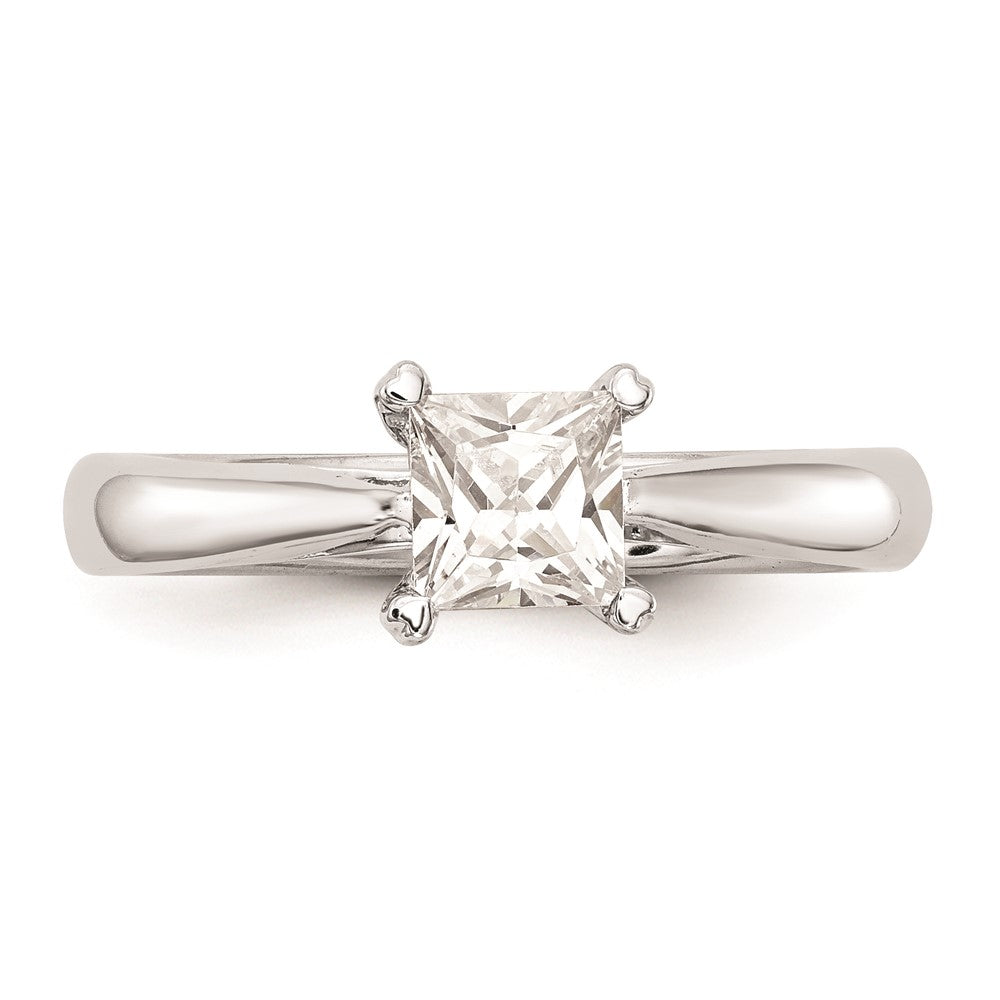 14k White Gold 3/4 carat (5.00mm) 4-Prong Square Princess Solitaire Engagement Ring Mounting