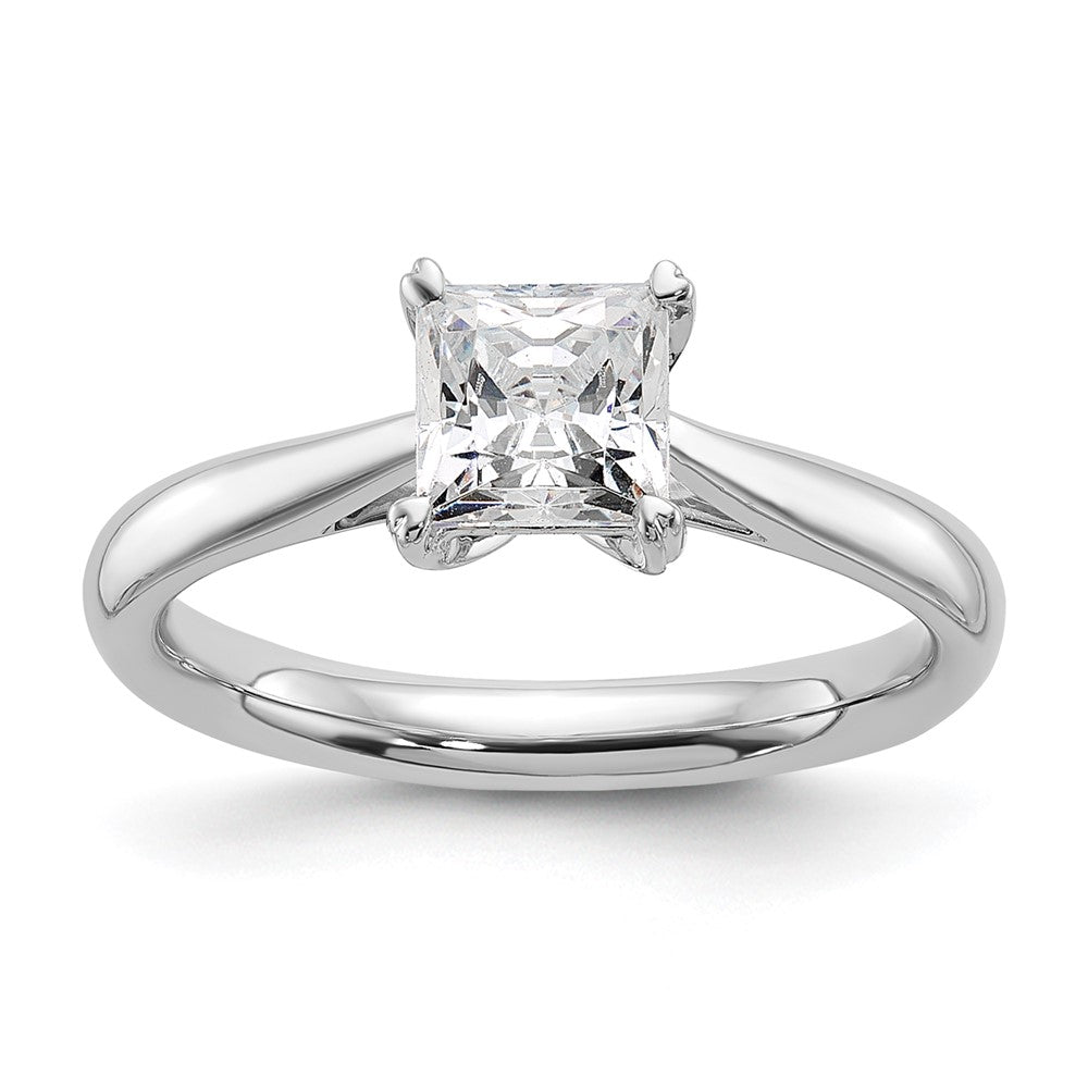 14k White Gold 3/4 carat (5.00mm) 4-Prong Square Princess Solitaire Engagement Ring Mounting
