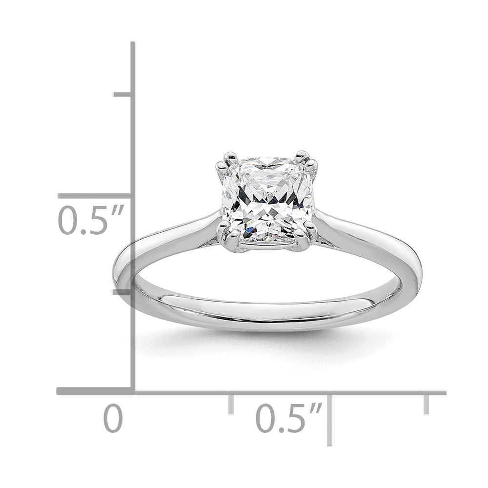 14k White Gold 1.25 carat (6.50mm) 4-Prong Cushion-cut Solitaire Engagement Ring Mounting