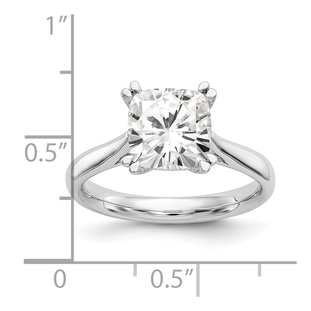 14k White Gold 2.5 carat (8.00mm) 4-Prong Cushion-cut Solitaire Engagement Ring Mounting