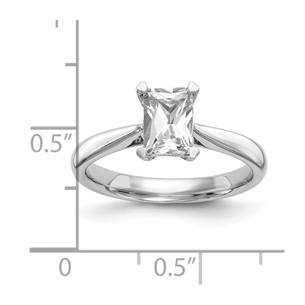 14k White Gold 1 carat (7x5mm) 4-Prong Emerald-cut Solitaire Engagement Ring Mounting