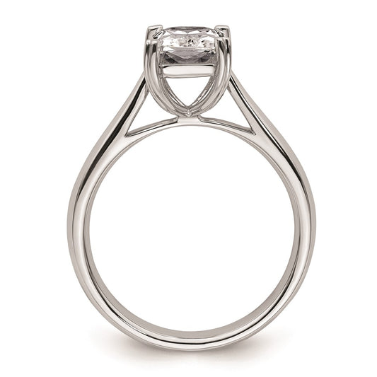 14k White Gold 1.5 carat (8x6mm) 4-Prong Emerald-cut Solitaire Engagement Ring Mounting