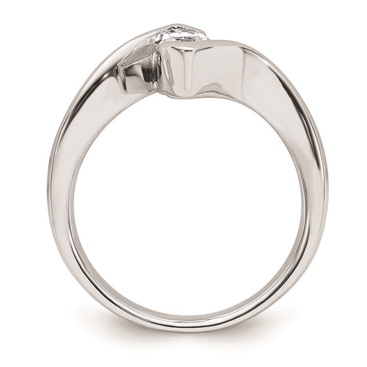 14k White Gold (Holds 3/4 carat (9.5x4.8mm) Marquise) Half-Bezel Bypass Solitaire Engagement Ring Mounting