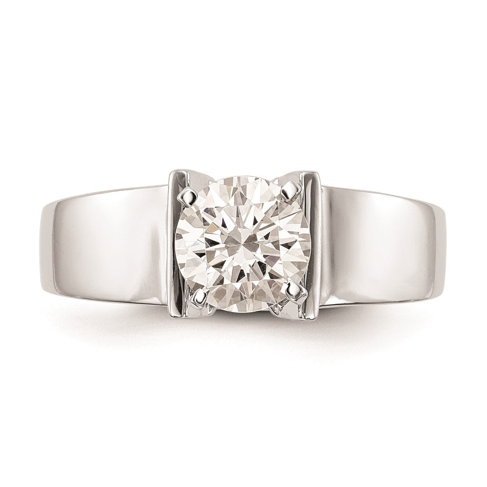 14k White Gold Peg Set 7.2mm Wide Solitaire Engagement Ring Mounting
