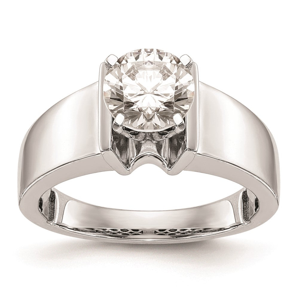 14k White Gold Peg Set 7.2mm Wide Solitaire Engagement Ring Mounting