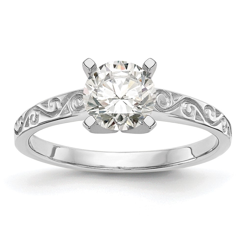 14k White Gold Peg Set Vintage Solitaire Engagement Ring Mounting