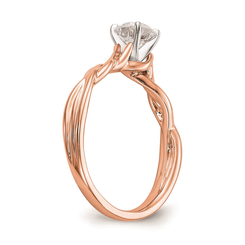 14k Rose Gold Peg Set Twist Solitaire Engagement Ring Mounting