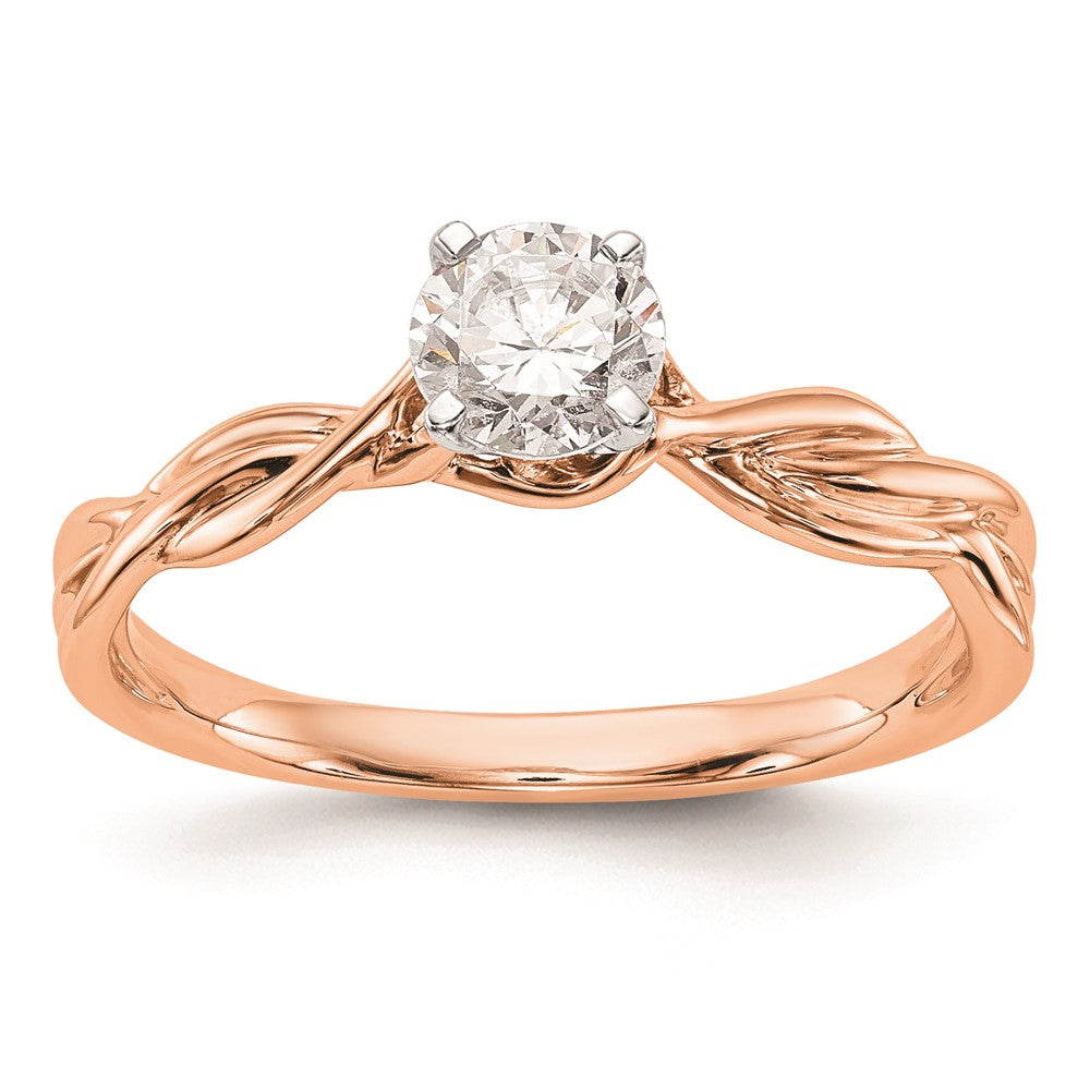 14k Rose Gold Peg Set Twist Solitaire Engagement Ring Mounting