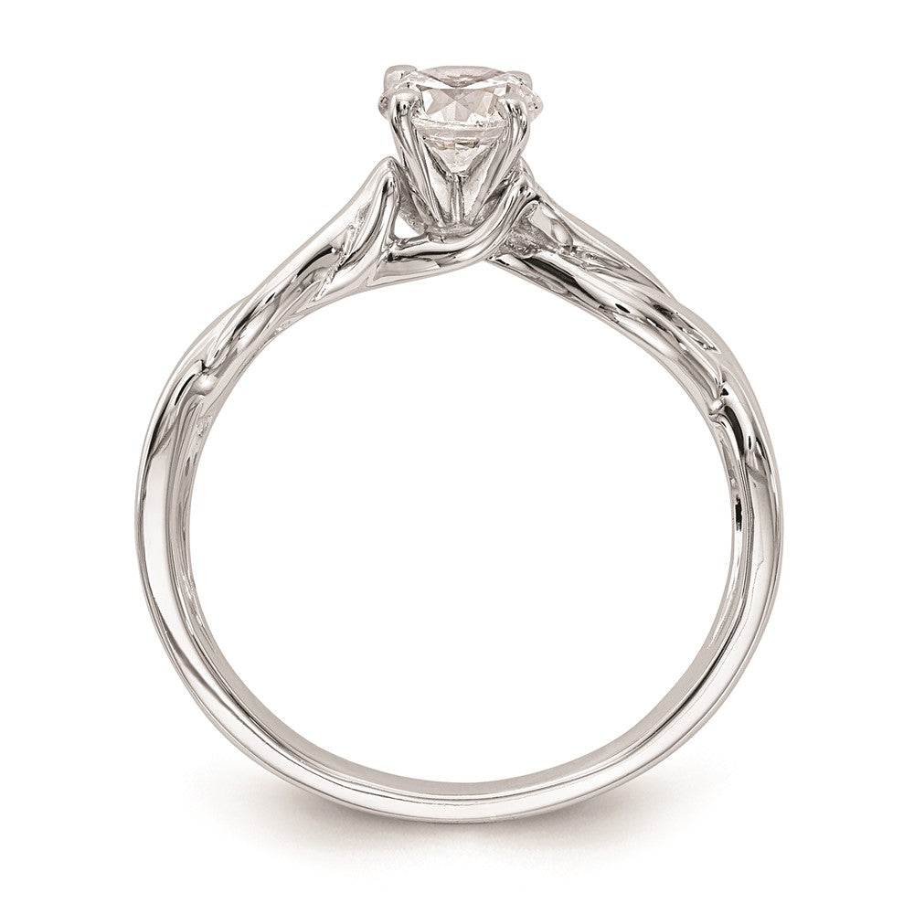 14k White Gold Peg Set Twist Solitaire Engagement Ring Mounting