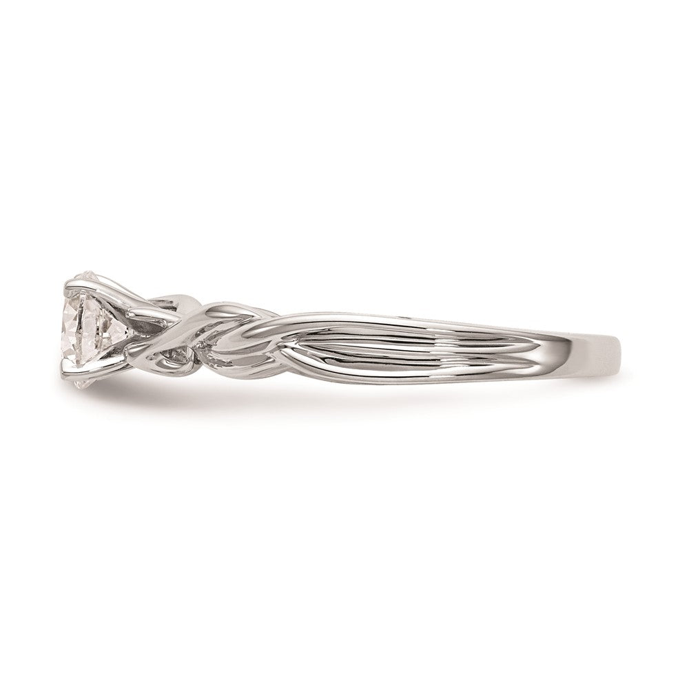 14k White Gold Peg Set Twist Solitaire Engagement Ring Mounting