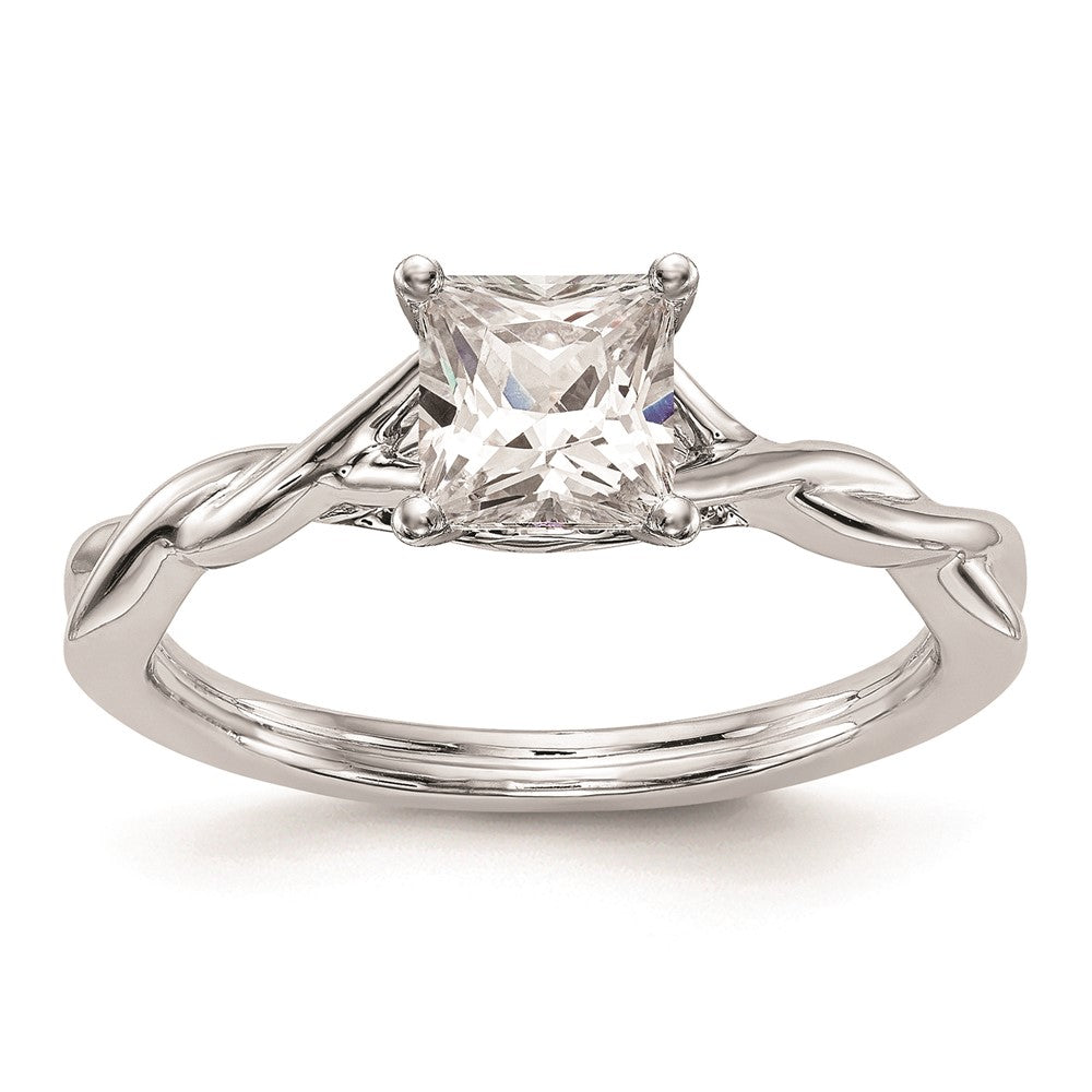 14k White Gold Twist Solitaire Peg Set Engagement Ring Mounting