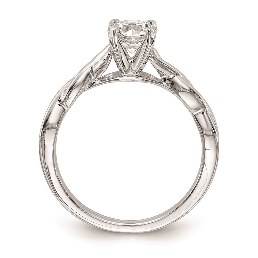 14k White Gold Twist Solitaire Peg Set Engagement Ring Mounting