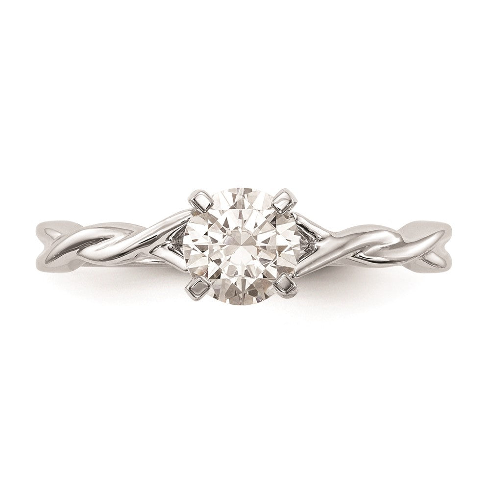14k White Gold Twist Solitaire Peg Set Engagement Ring Mounting