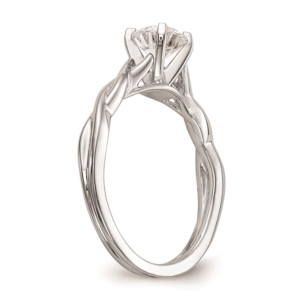 14k White Gold Twist Solitaire Peg Set Engagement Ring Mounting
