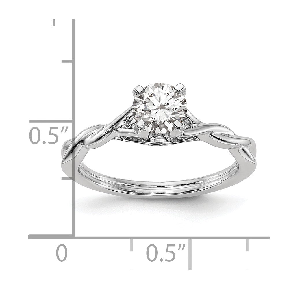 14k White Gold Twist Solitaire Peg Set Engagement Ring Mounting
