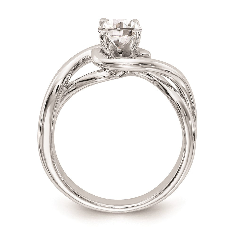 14k White Gold Peg Set Twist Solitaire Engagement Ring Mounting