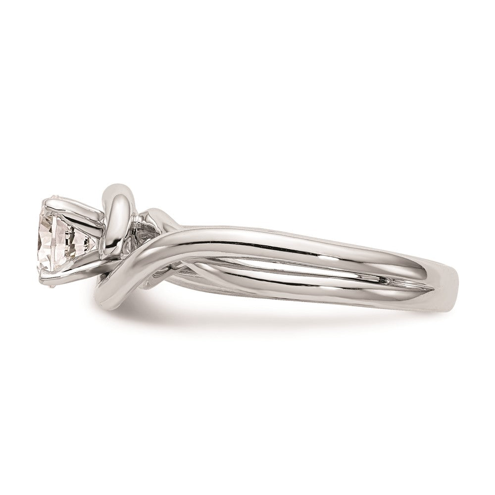 14k White Gold Peg Set Twist Solitaire Engagement Ring Mounting