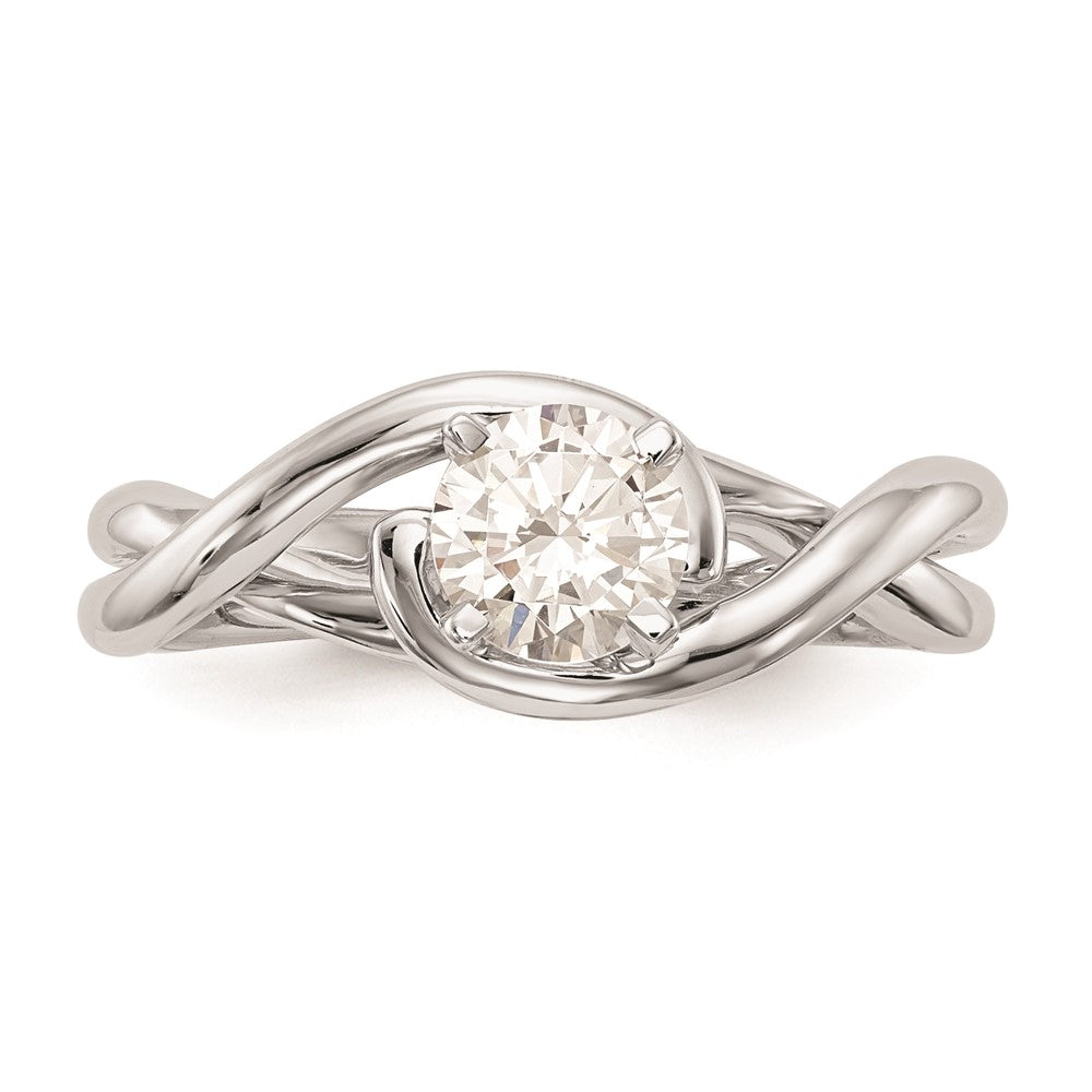 14k White Gold Peg Set Twist Solitaire Engagement Ring Mounting