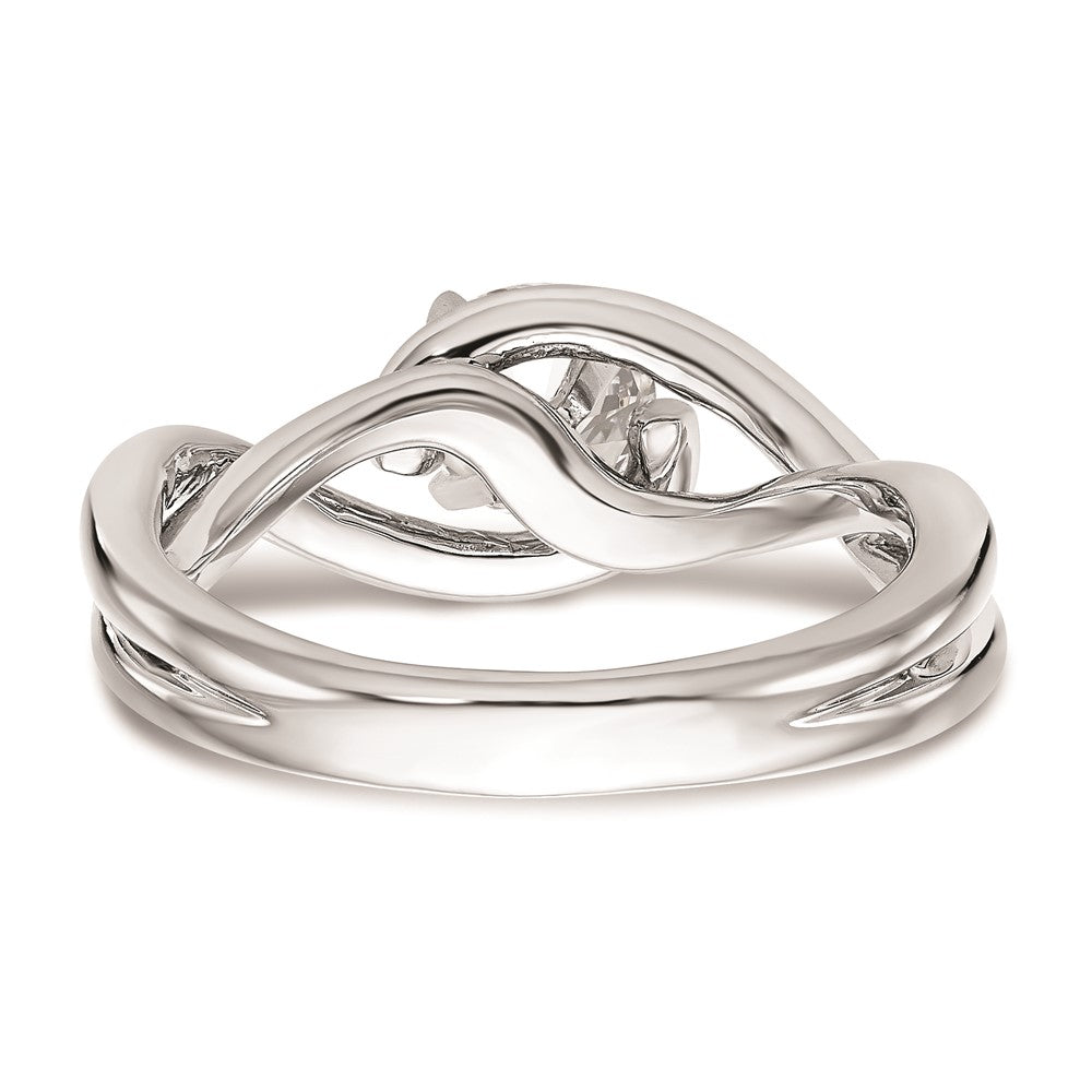 14k White Gold Peg Set Twist Solitaire Engagement Ring Mounting