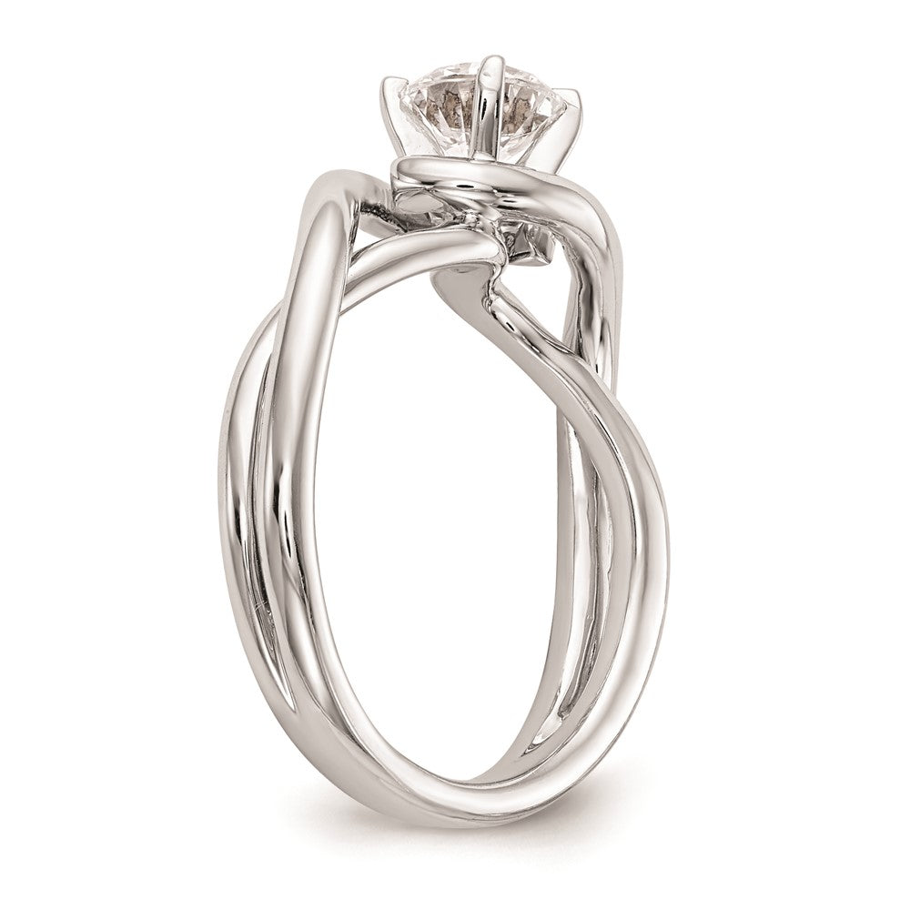 14k White Gold Peg Set Twist Solitaire Engagement Ring Mounting