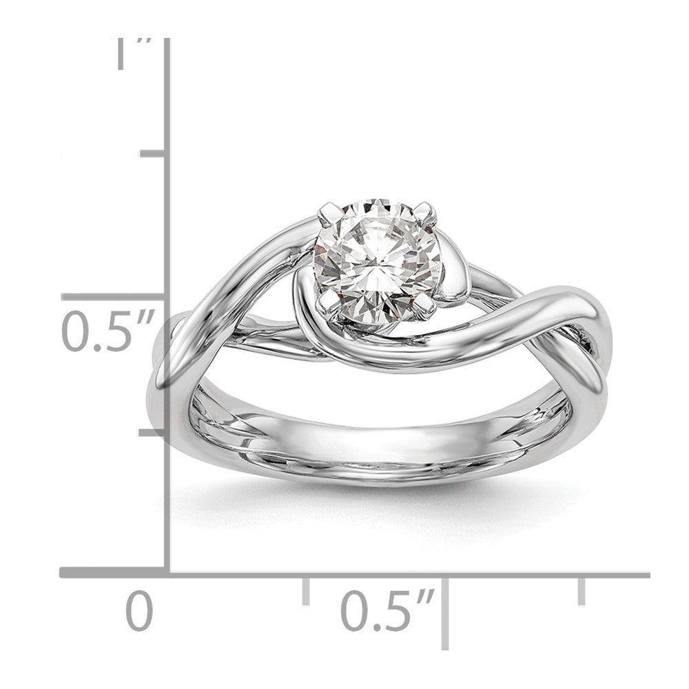 14k White Gold Peg Set Twist Solitaire Engagement Ring Mounting