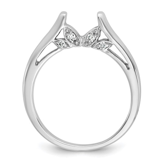 14k White Gold Peg Set 1/10 carat Diamond Leaf Design Semi-mount Solitaire Engagement Ring