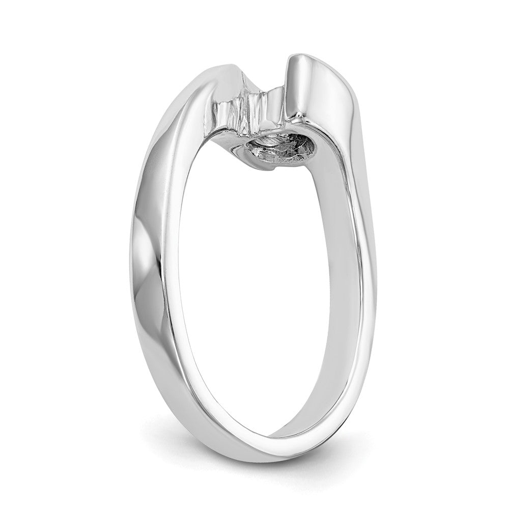 14k White Gold (Holds 1/2 carat (5.00mm) Round) Half-Bezel Bypass Solitaire Engagement Ring Mounting