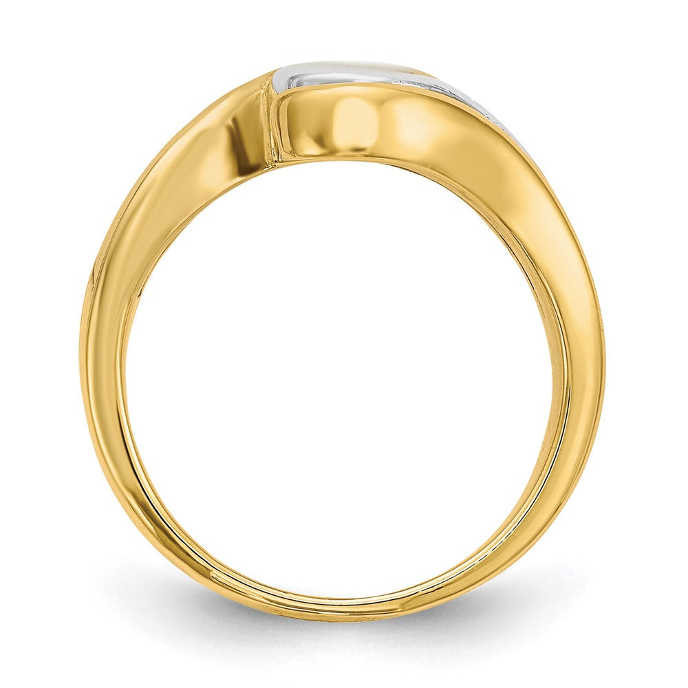 14k Two-tone Peg Set Bypass Solitaire Engagement Ring Mounting
