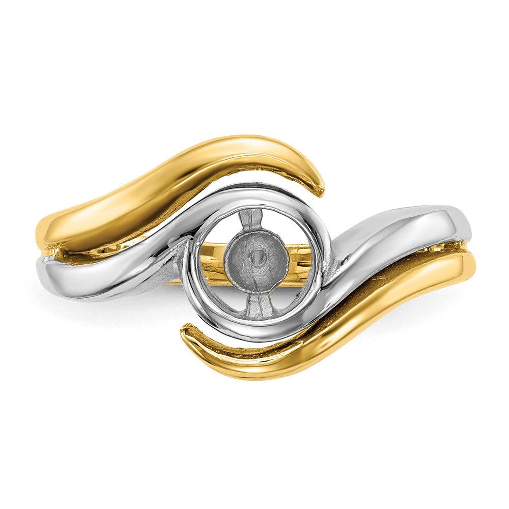 14k Two-tone Peg Set Bypass Solitaire Engagement Ring Mounting