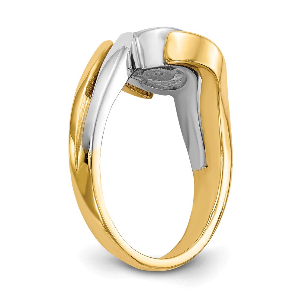 14k Two-tone Peg Set Bypass Solitaire Engagement Ring Mounting