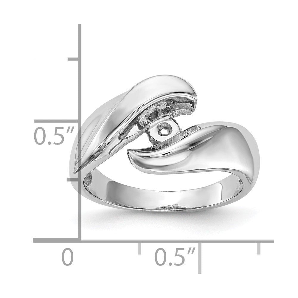 14k White Gold Peg Set Bypass Solitaire Engagement Ring Mounting