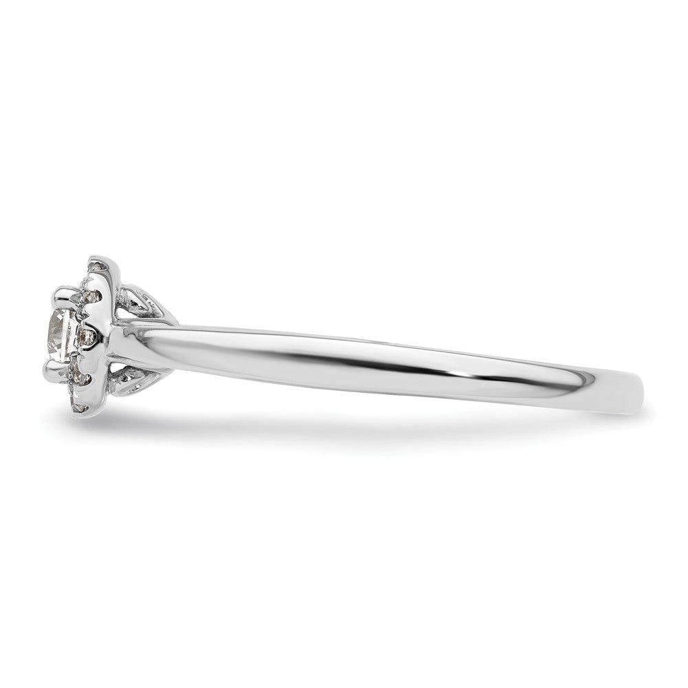 14k White Gold Halo (Holds 1/4 carat (4.00mm) Round Center) 1/8 carat Diamond Semi-mount Engagement Ring