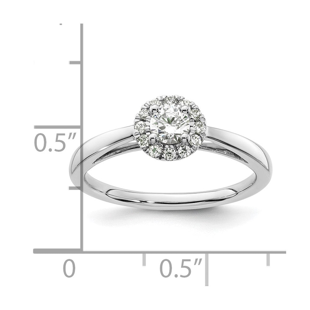 14k White Gold Halo (Holds 1/4 carat (4.00mm) Round Center) 1/8 carat Diamond Semi-mount Engagement Ring