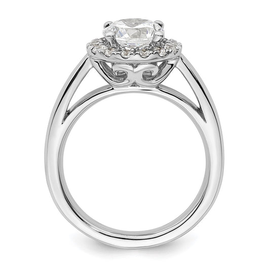14k White Gold Halo (Holds 1.5 carat (7.5mm) Round Center) 3/8 carat Diamond Semi-mount Engagement Ring