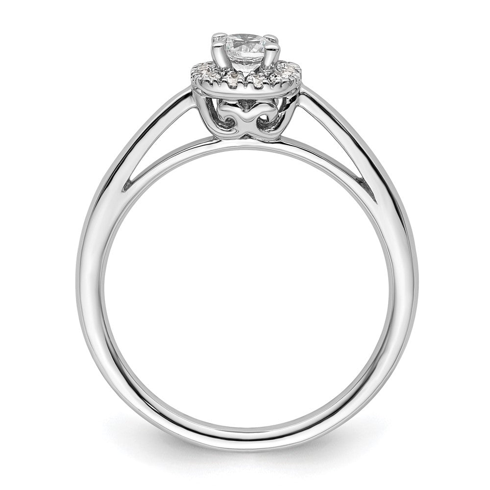 14k White Gold Halo (Holds 1/5 carat (3.8mm) Round Center) 1/8 carat Diamond Semi-mount Engagement Ring