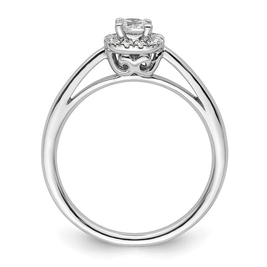 14k White Gold Halo (Holds 1/5 carat (3.8mm) Round Center) 1/8 carat Diamond Semi-mount Engagement Ring