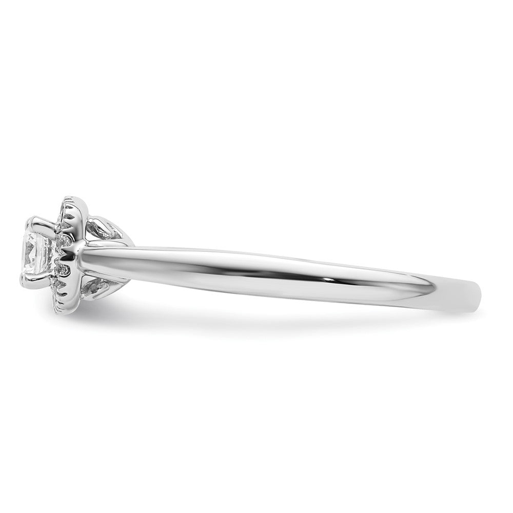 14k White Gold Halo (Holds 1/5 carat (3.8mm) Round Center) 1/8 carat Diamond Semi-mount Engagement Ring